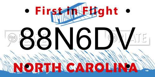 88N6DV North Carolina License Plate