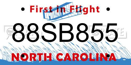 88SB855 North Carolina License Plate
