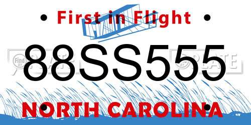 88SS555 North Carolina License Plate