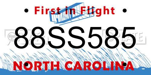 88SS585 North Carolina License Plate