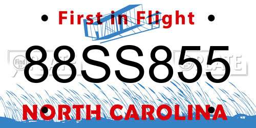 88SS855 North Carolina License Plate