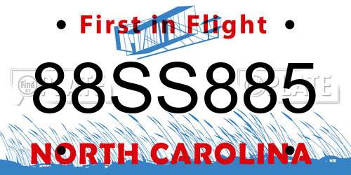 88SS885 North Carolina License Plate