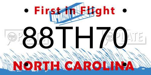 88TH70 North Carolina License Plate
