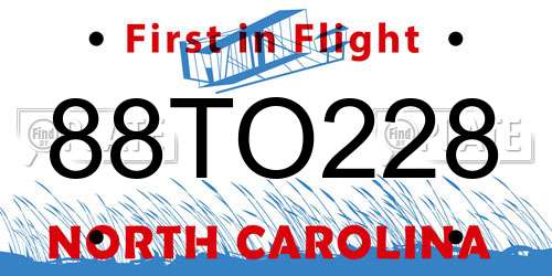 88TO228 North Carolina License Plate