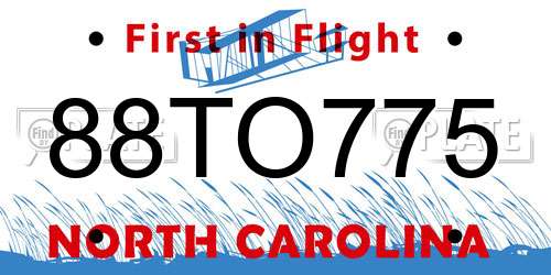88TO775 North Carolina License Plate