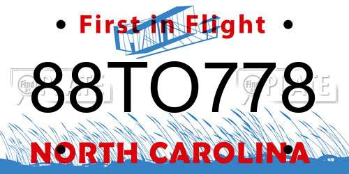 88TO778 North Carolina License Plate