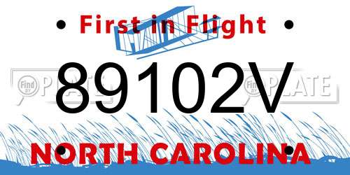 89102V North Carolina License Plate