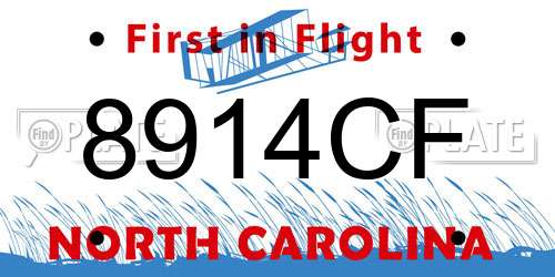 8914CF North Carolina License Plate