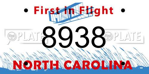 8938 North Carolina License Plate