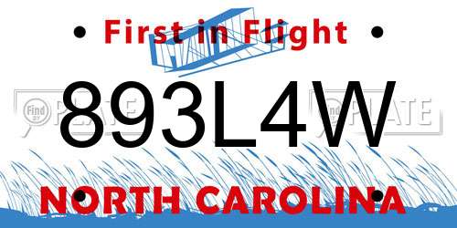 893L4W North Carolina License Plate