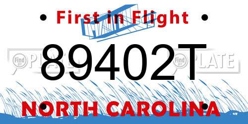 89402T North Carolina License Plate