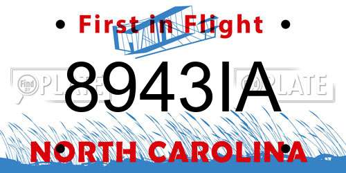 8943IA North Carolina License Plate