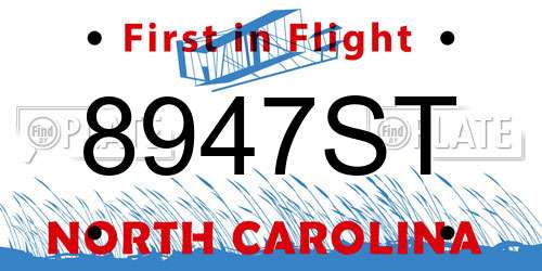 8947ST North Carolina License Plate