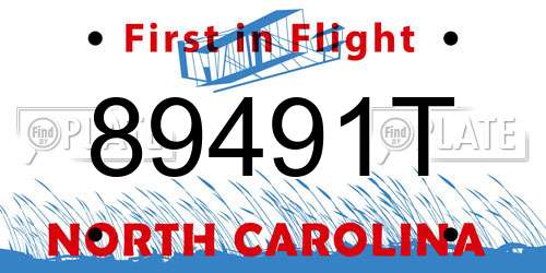 89491T North Carolina License Plate