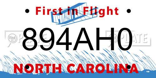 894AH0 North Carolina License Plate