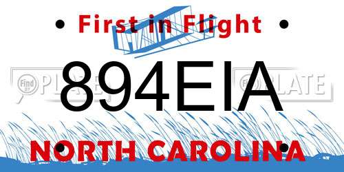 894EIA North Carolina License Plate