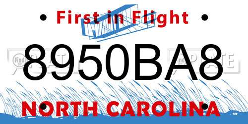 8950BA8 North Carolina License Plate