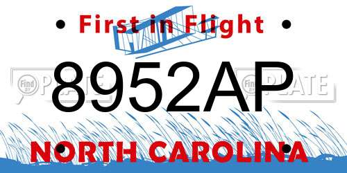 8952AP North Carolina License Plate