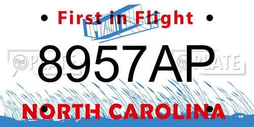 8957AP North Carolina License Plate