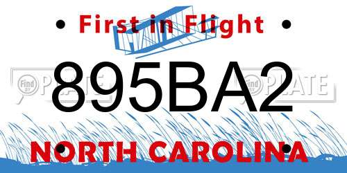 895BA2 North Carolina License Plate