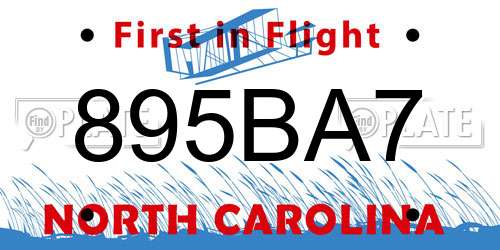 895BA7 North Carolina License Plate