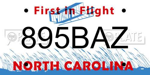 895BAZ North Carolina License Plate
