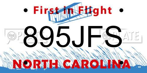 895JFS North Carolina License Plate