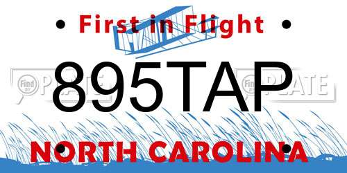 895TAP North Carolina License Plate