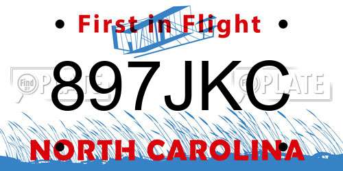897JKC North Carolina License Plate
