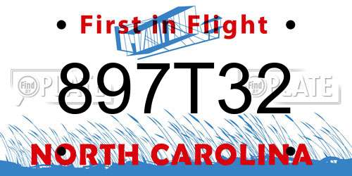 897T32 North Carolina License Plate