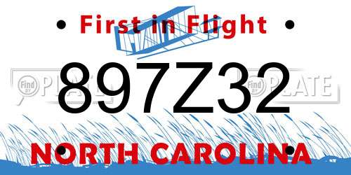 897Z32 North Carolina License Plate