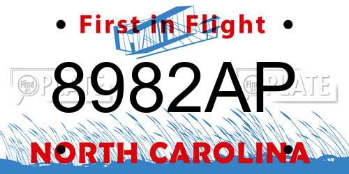 8982AP North Carolina License Plate