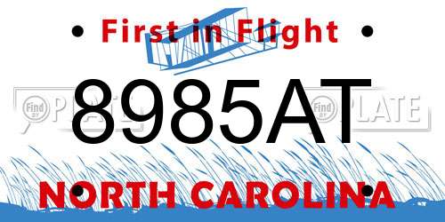 8985AT North Carolina License Plate