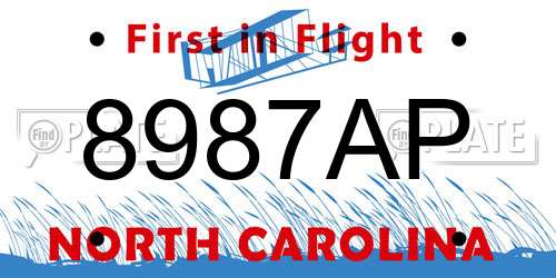 8987AP North Carolina License Plate