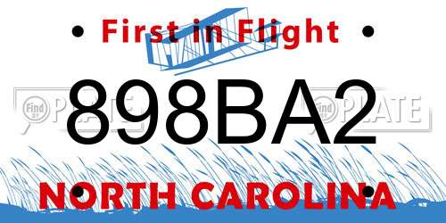 898BA2 North Carolina License Plate