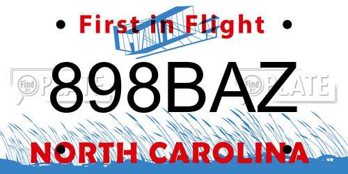 898BAZ North Carolina License Plate