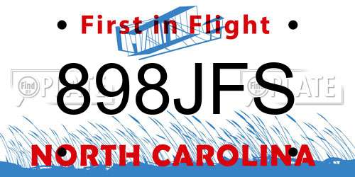 898JFS North Carolina License Plate