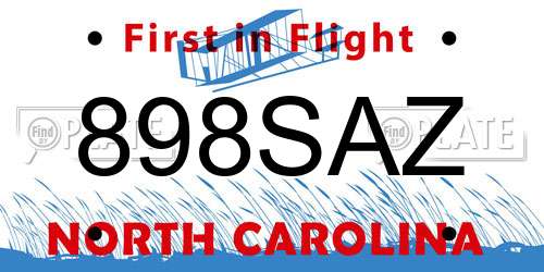 898SAZ North Carolina License Plate