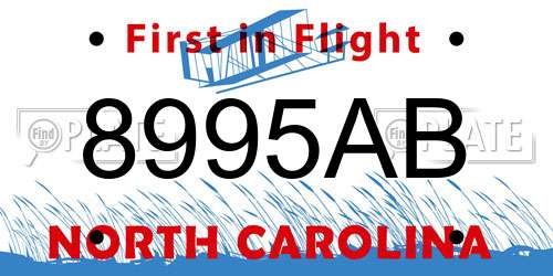 8995AB North Carolina License Plate