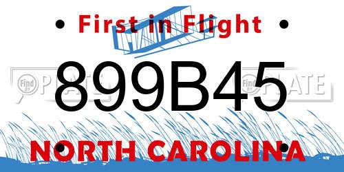 899B45 North Carolina License Plate
