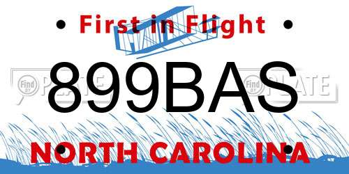 899BAS North Carolina License Plate