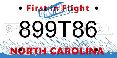 899T86 North Carolina License Plate