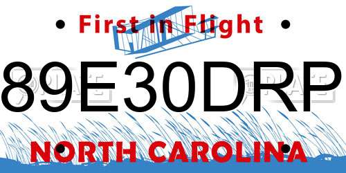 89E30DRP North Carolina License Plate