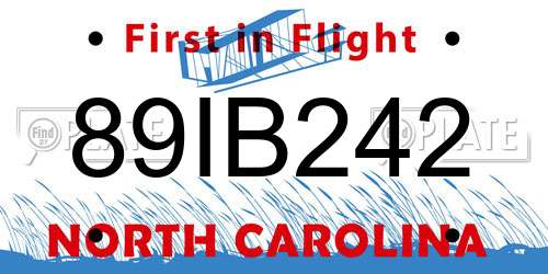 89IB242 North Carolina License Plate