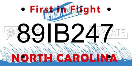 89IB247 North Carolina License Plate