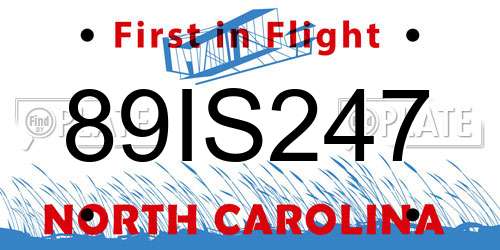 89IS247 North Carolina License Plate