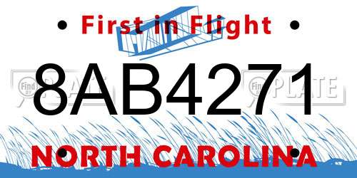 8AB4271 North Carolina License Plate