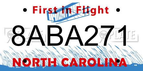 8ABA271 North Carolina License Plate