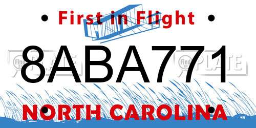 8ABA771 North Carolina License Plate