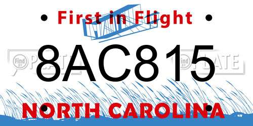 8AC815 North Carolina License Plate